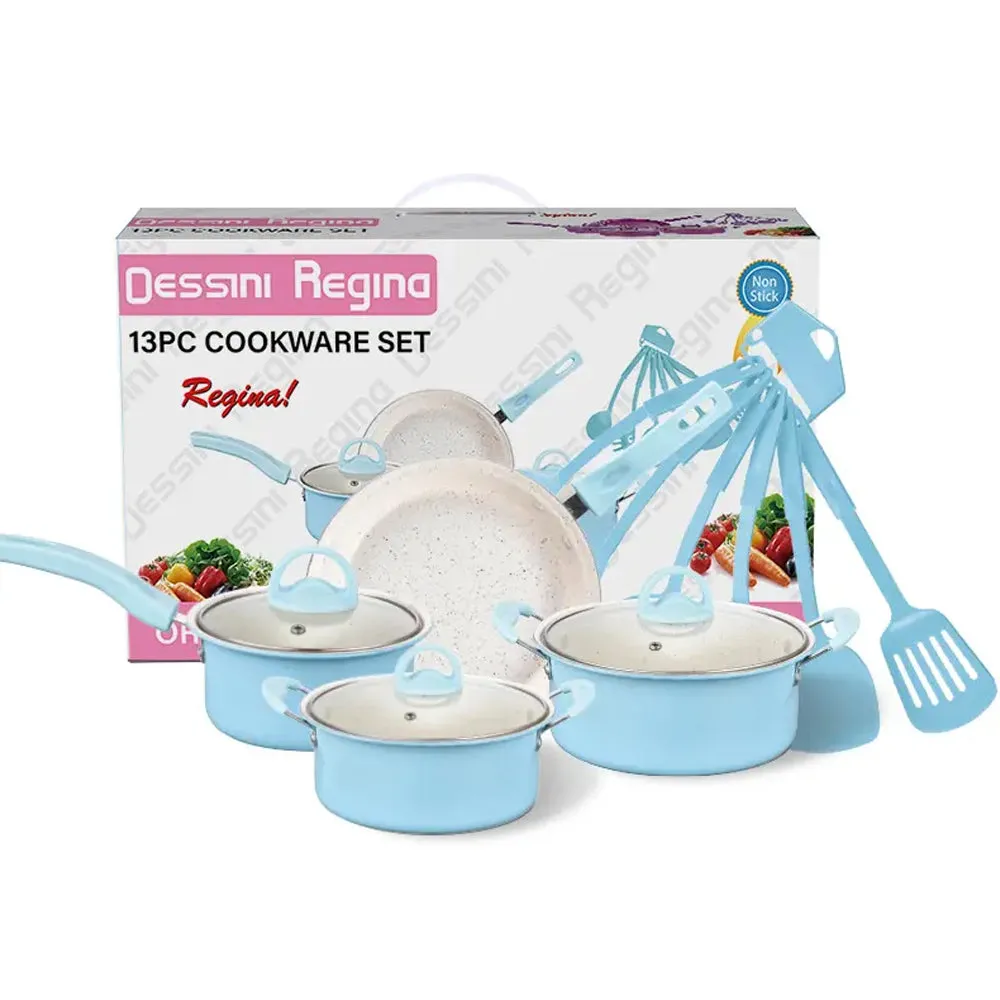 ( NET ) Dessini Cookware Set 13 pcs Includes Pot Lid ( Blue ) / DR-2104