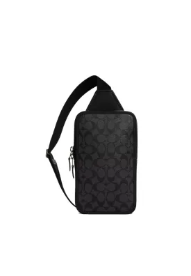 ( PREORDER ) Coach Sullivan Pack Crossbody Bag Signature Canvas In Gunmetal Charcoal Black C9867