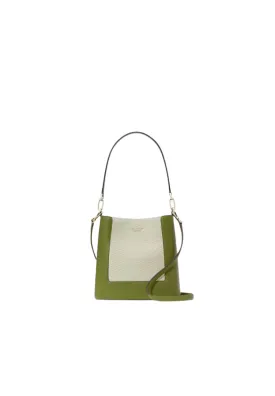 ( PREORDER ) Kate Spade Lena Bucket Bag Canvas Colorblock In Kelp Forest Multi KH447