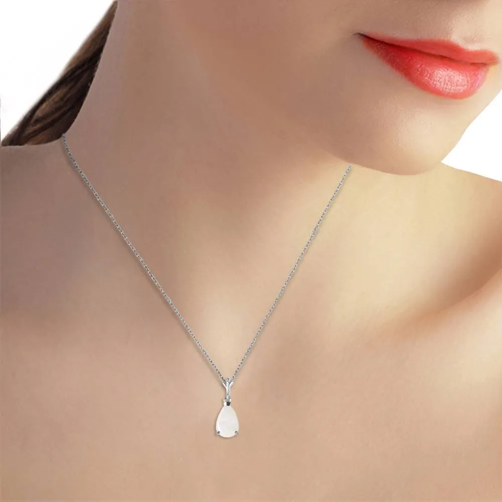 0.77 Carat 14K Solid White Gold Necklace Natural Opal