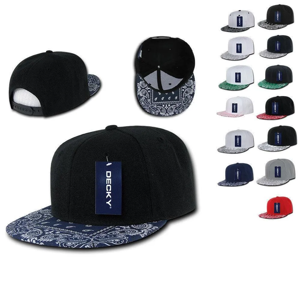 1 Dozen Decky Bandana Snapback Two Tone 6 Panel Flat Bill Hats Caps Wholesale Lots