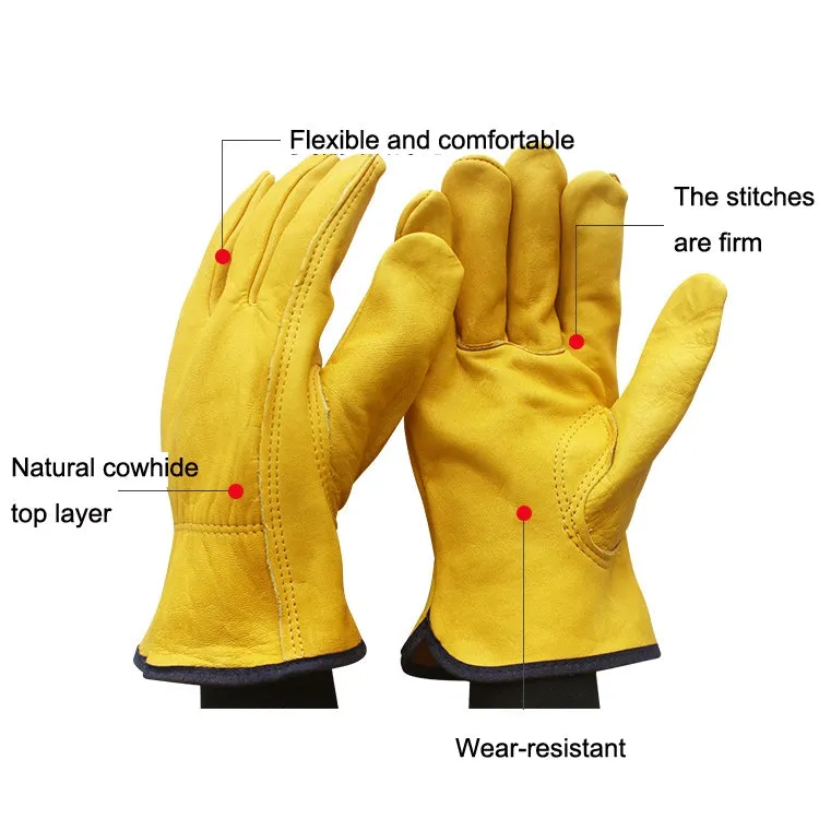 1 Pair JJ-1011 Genuine Leather Outdoor Wear-resistant Gardening Gloves, Size: M