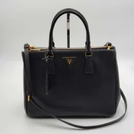 100% Authentic Prada Galleria Black Leather Shoulder Bag