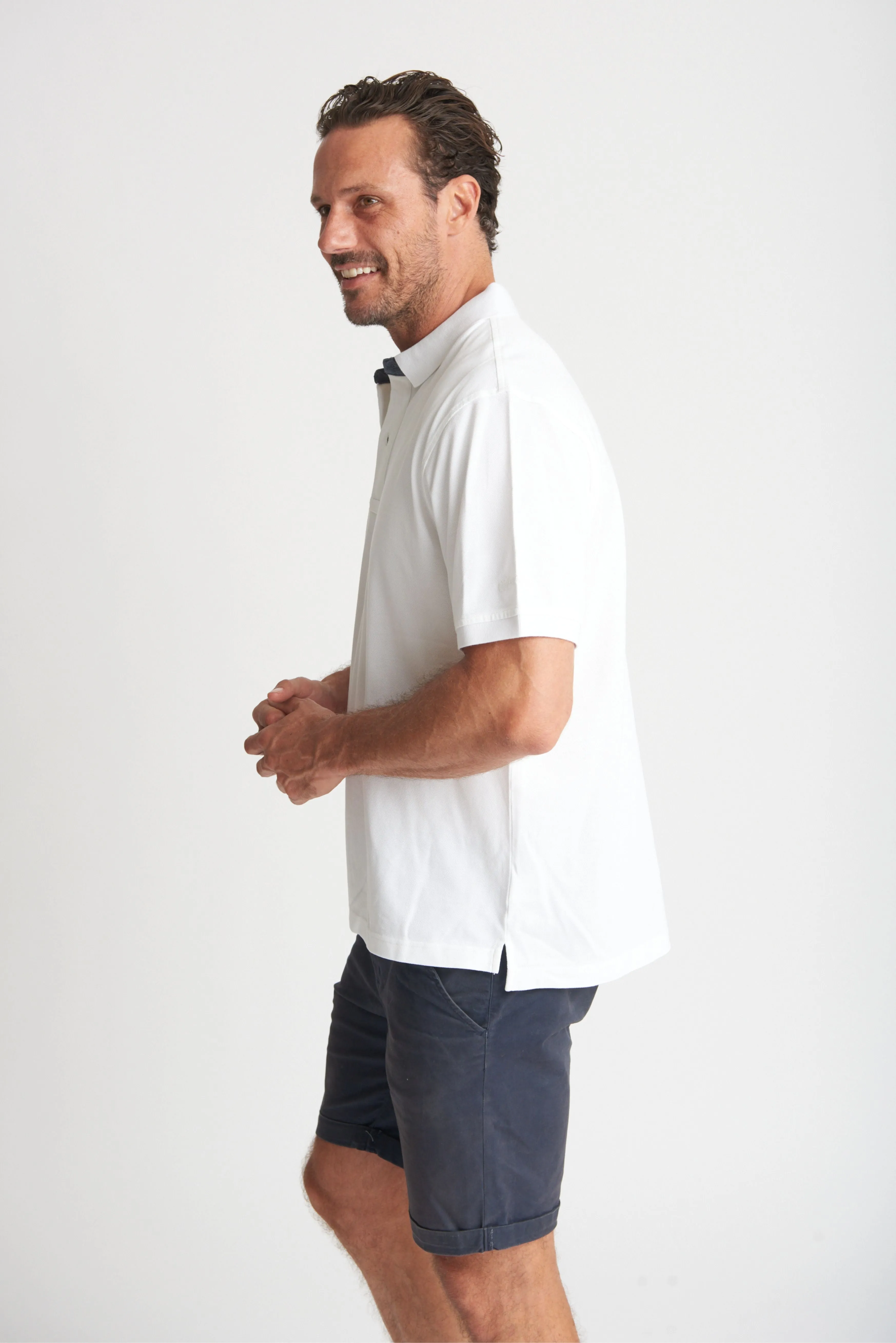 100% Cotton Pique Mens Polo White