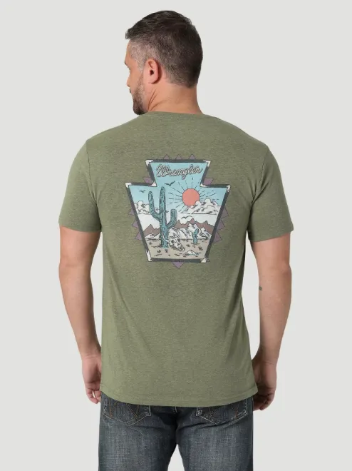 112336209 - Wrangler Men’s Back Graphic t-Shirt - Sage Heather