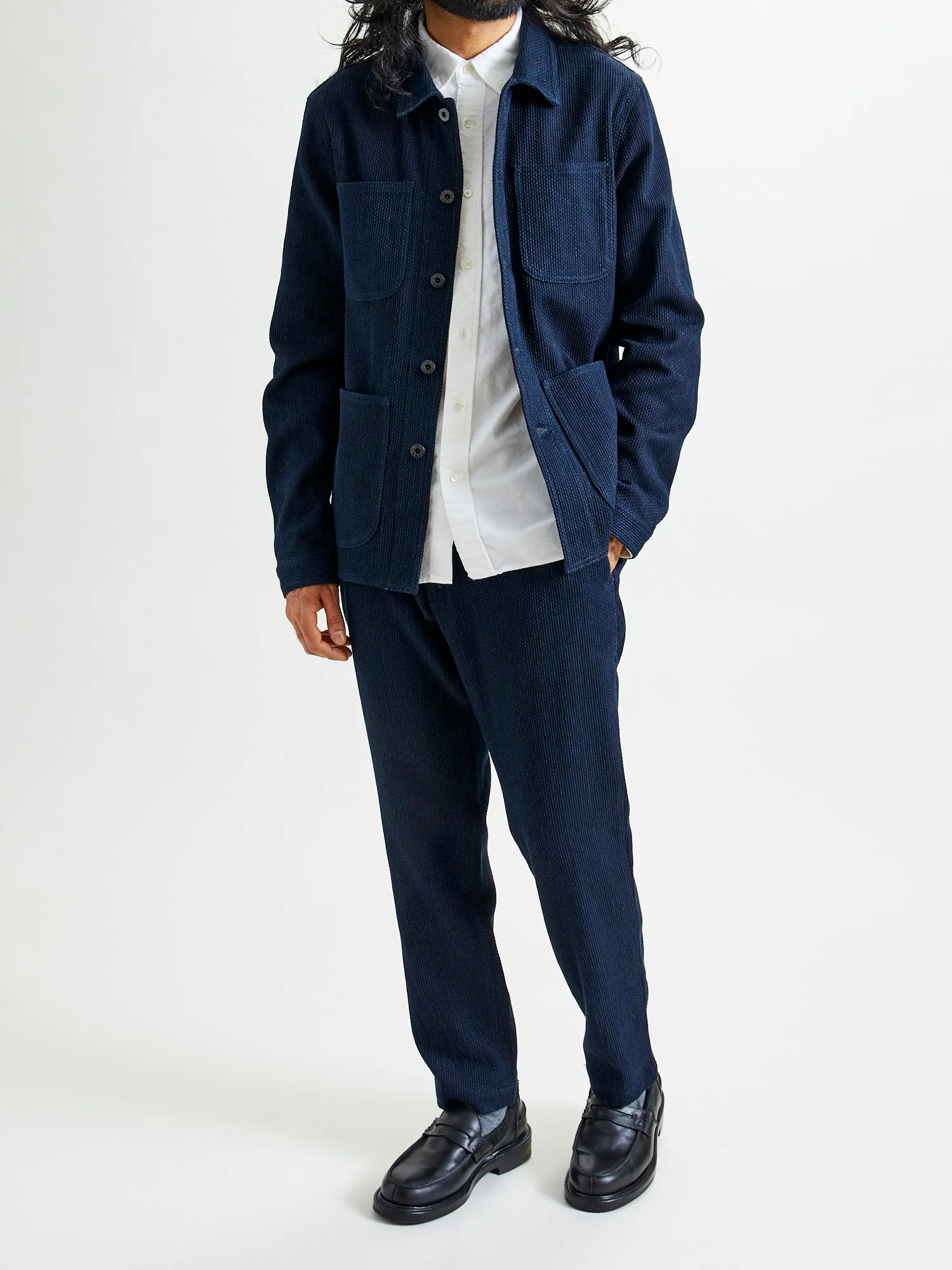 11oz Sashiko Coverall Jacket in Indigo