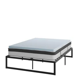 14 Inch Metal Platform Bed Frame With 10 Inch Pocket Spring Mattress In A Box And 2 Inch Cool Gel Memory Foam Topper - Queen By Flash Furniture