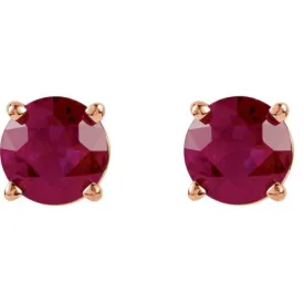 14K Rose 5 mm Lab-Grown Ruby Stud Earrings with Friction Post