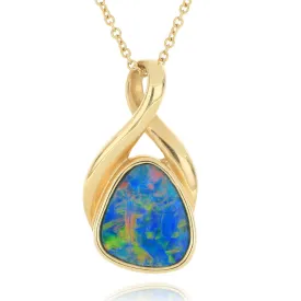 14k Yellow Gold Free Form Opal Necklace