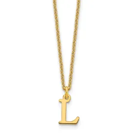 14k Yellow Gold Tiny Cut Out Block Letter M Initial Pendant and Necklace