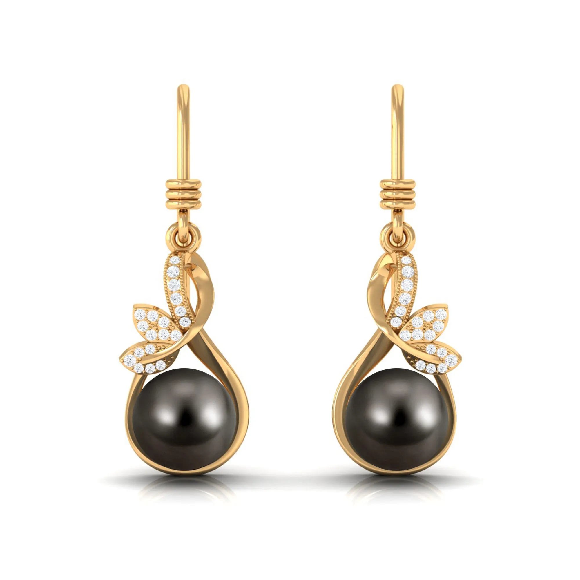 16.25 CT Designer Tahitian Pearl Drop Earrings with Diamond