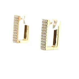 18K Yellow Gold Chunky Diamond Pave-Set Hoops