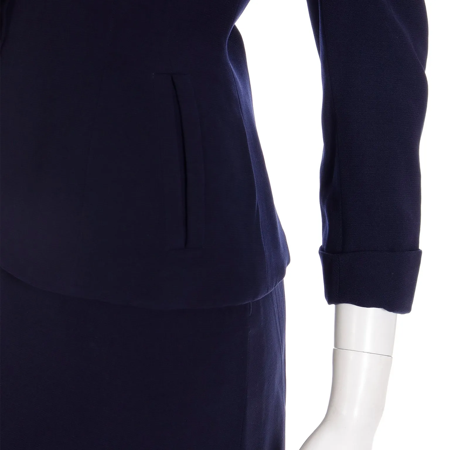 1940s Vintage WWII 2 Pc Navy Blue Skirt & Jacket Suit