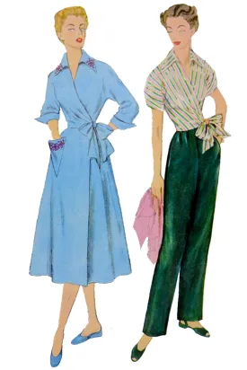 1950 Simplicity 8317 Tie Blouse Pants & Coat Designer Pattern