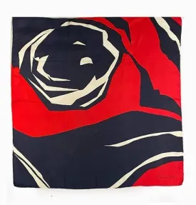 1980s CHRISTIAN DIOR GEOMETRIC ABSTRACT ROSE SILK SCARF BABUSHKA