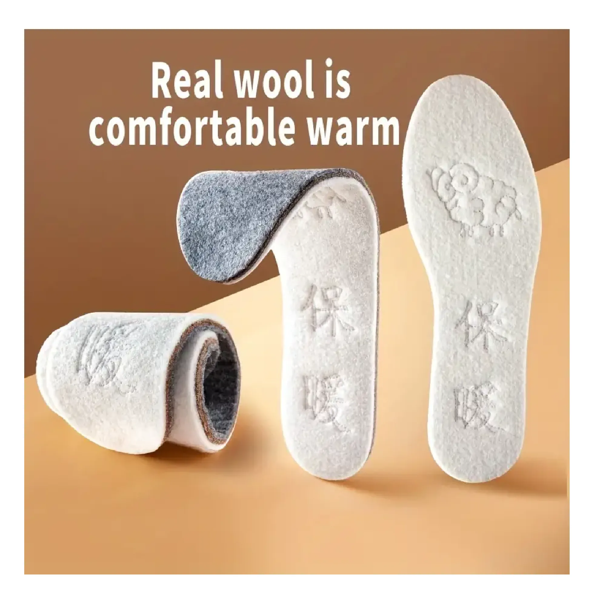 1pair Winter Warm Insoles For Shoes Men Women Wool Thicken Soft Shoes Pads Breathable Skin-friendly Cotton Cashmere Keep Warm Insole