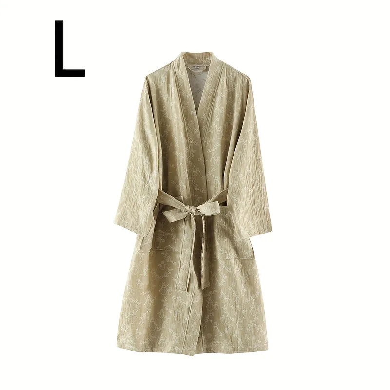 1pc Unisex Double Layer Cotton Gauze Bathrobe, Quick-Dry Absorbent Robe For Spring/Autumn, Modern Homewear Sleepwear, Couples Loungewear