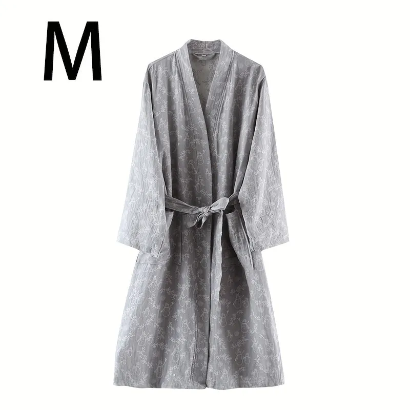 1pc Unisex Double Layer Cotton Gauze Bathrobe, Quick-Dry Absorbent Robe For Spring/Autumn, Modern Homewear Sleepwear, Couples Loungewear