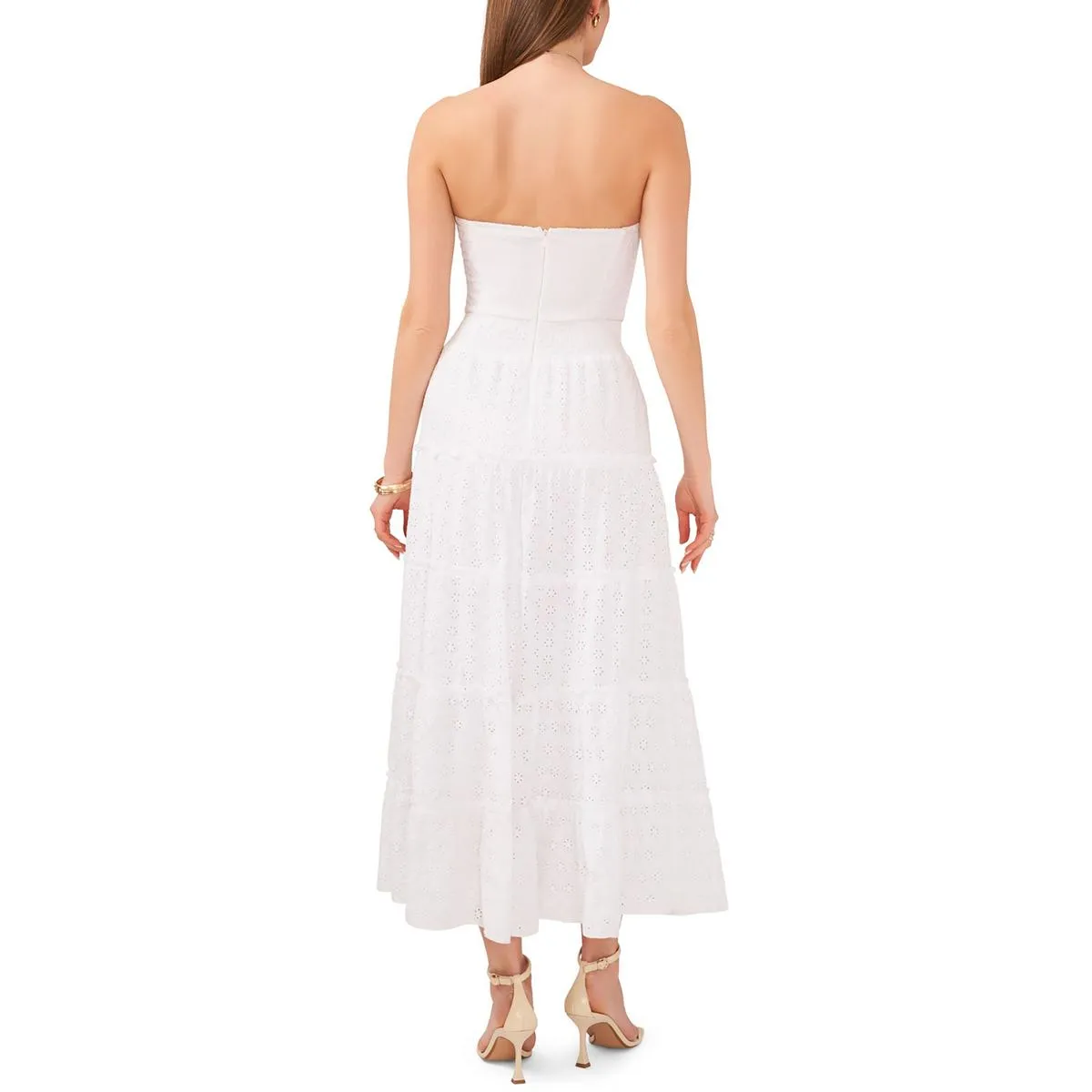 1.State Womens Cotton Eyelet Midi Dress