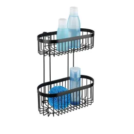 2 Tier Rectangular Shower Basket Matte Black