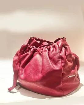 2000s miu miu STRAWBERRY PINK OVERSIZE SLOUGH LEATHER HOBO BAG