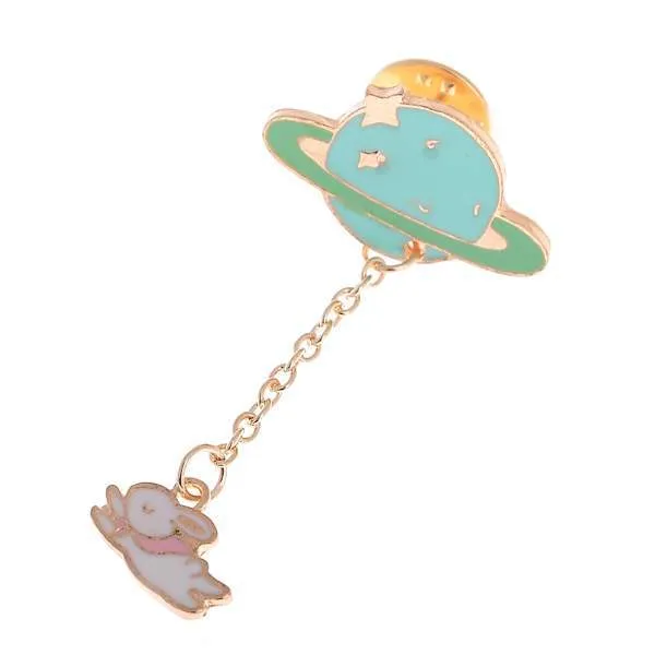 2016 New Women Girl Accessories Fashion Cute Egg Cat Moon Rabbit Chain Brooch Badge Pin Collar Brooch Jewelry Gift Free Shipping