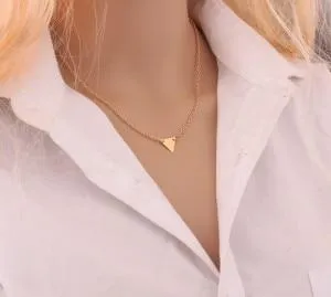 2018 New Women Fashion Gold Color 3 Layers Chain Necklace Hollow Out Triangle Long Pendant