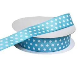 25 Yards 7/8" DIY Turquoise Grosgrain White Polka Dot Ribbon Wedding Party Dress Favor Gift Craft Decoration