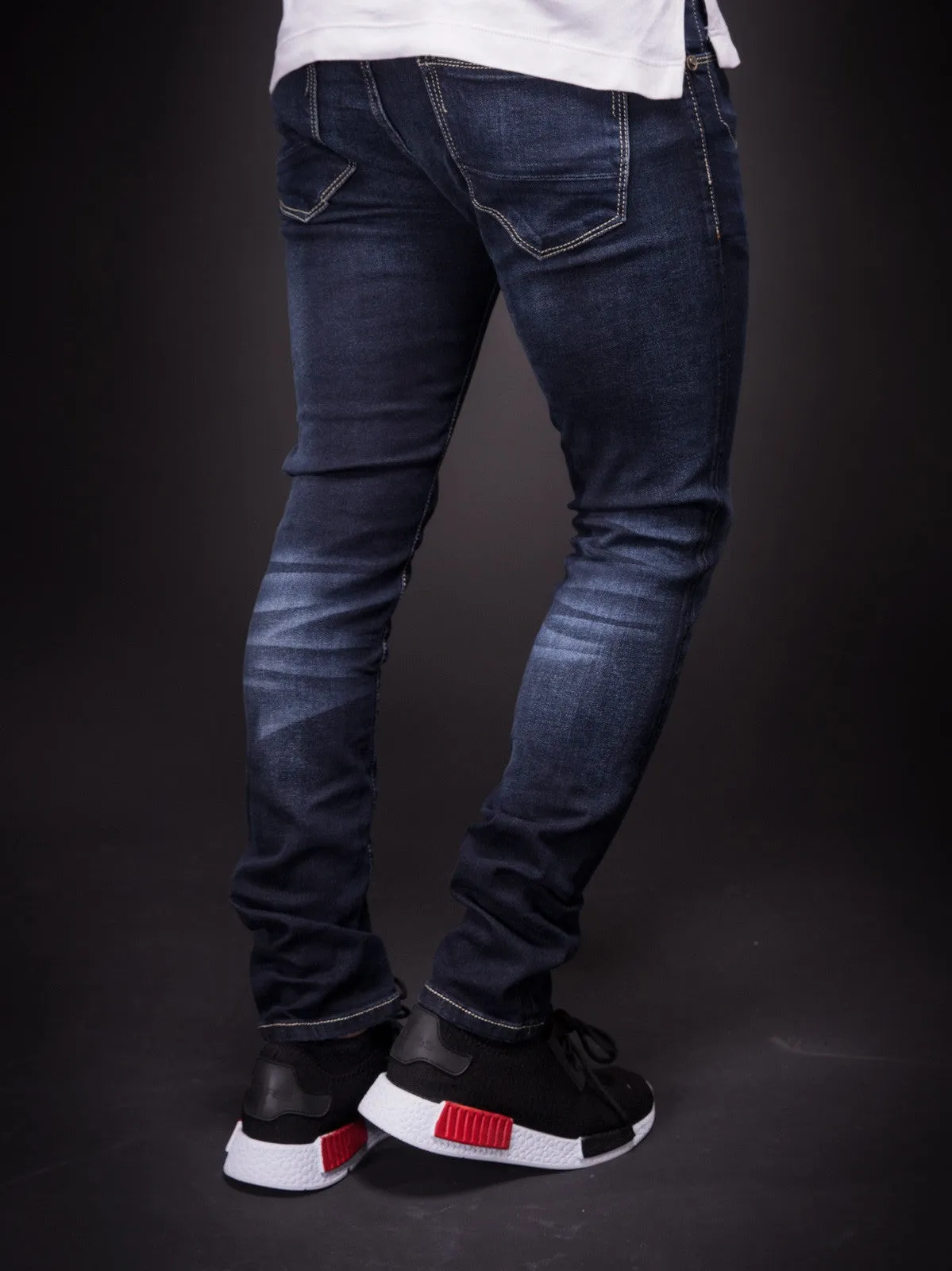 2Y Men Slim Fit Clean Jeans - Dark Blue