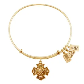 3-D Fire Shield Charm Bangle in Gold by Wind & Fire Jewelry