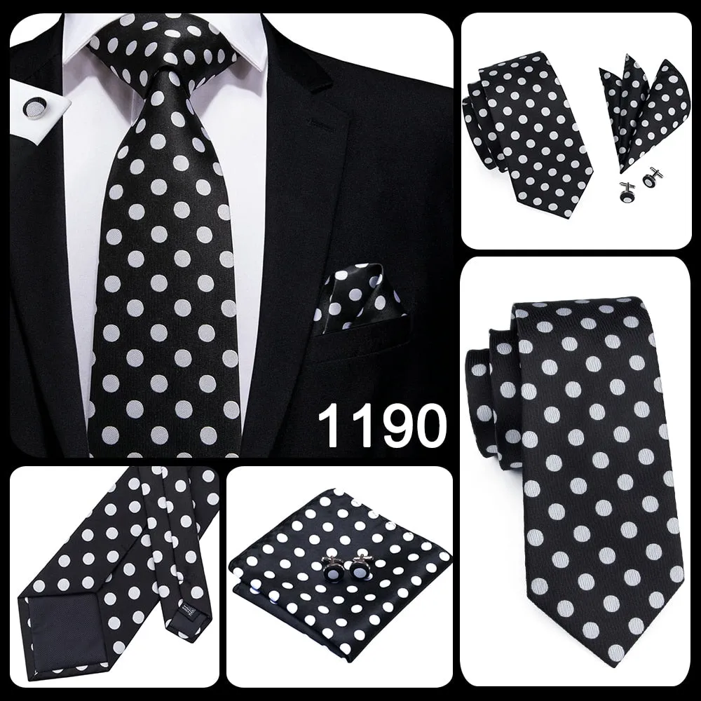 3 Piece 8.5cm Business Black Solid Paisley 100% Silk Men's Tie Neck Strip Tie Formal Luxury Wedding Neckties Set