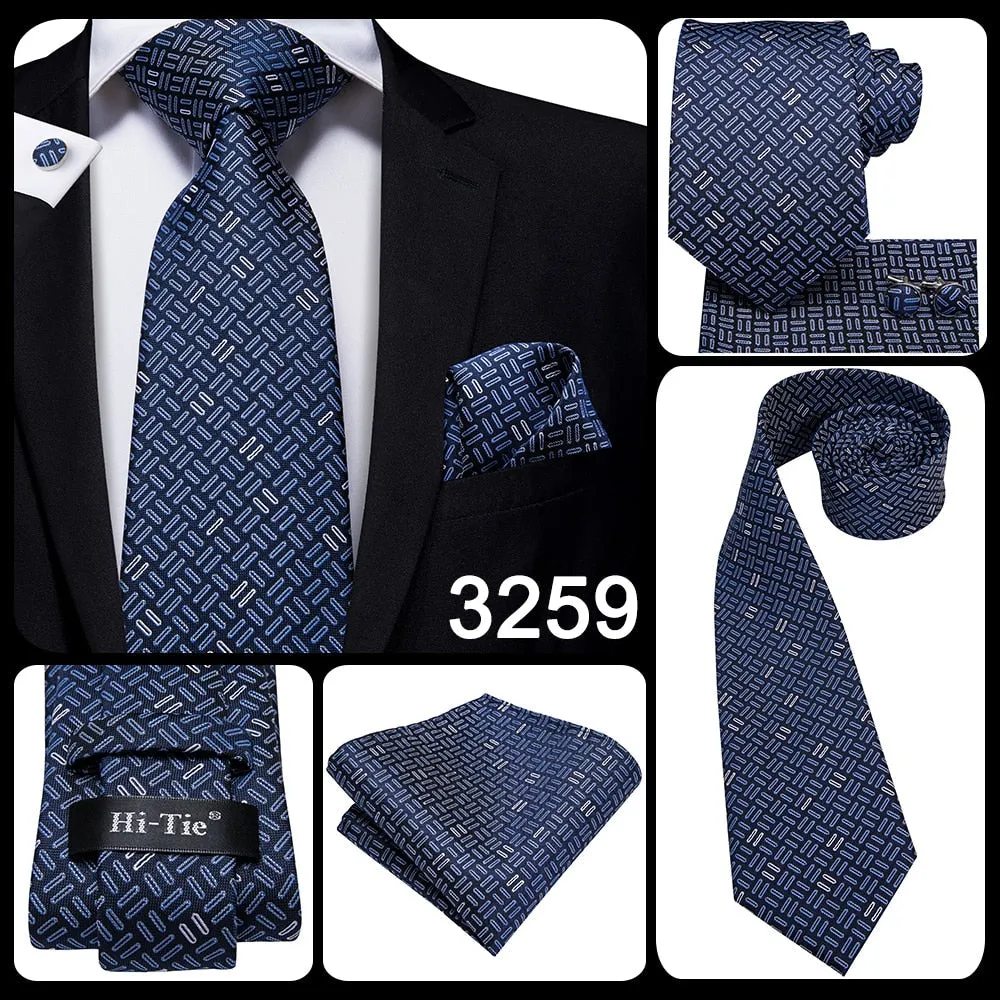 3 Piece 8.5cm Business Black Solid Paisley 100% Silk Men's Tie Neck Strip Tie Formal Luxury Wedding Neckties Set