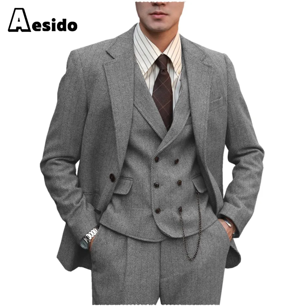 3 Pieces Notch Lapel Men Suit（Blazer Vest Pants）