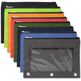 3 Ring Binder Pencil Case with Window - 8 Colors