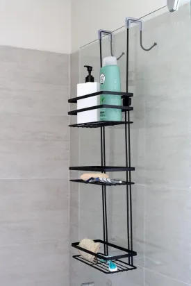 3 Tier Zinc Plated Over Door Shower Caddy Matte Black