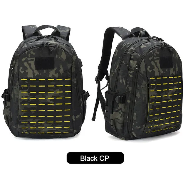 30L 900D Nylon Waterproof  Military Laser Cut Molle Backpack with USB Charging