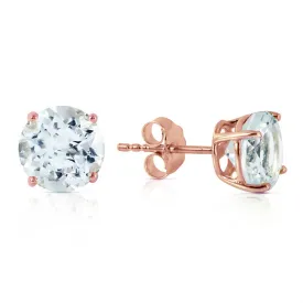 3.1 Carat 14K Solid Rose Gold Anna Aquamarine Stud Earrings