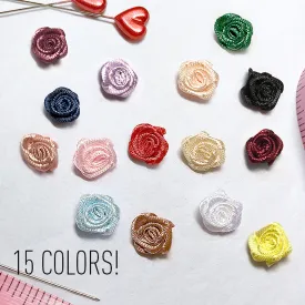 3/8" (10mm) Small Satin Rose Embellishments- Set of 4