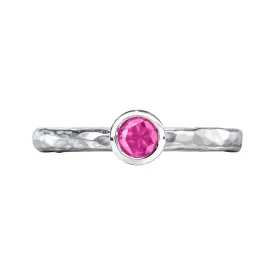 4mm Pink Tourmaline Hammered Twinkle Ring