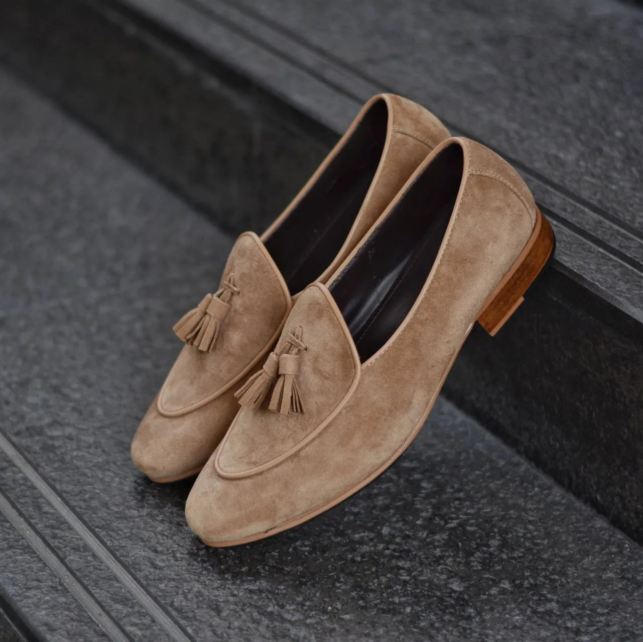 503-2 Belgian Loafers Suede Beige