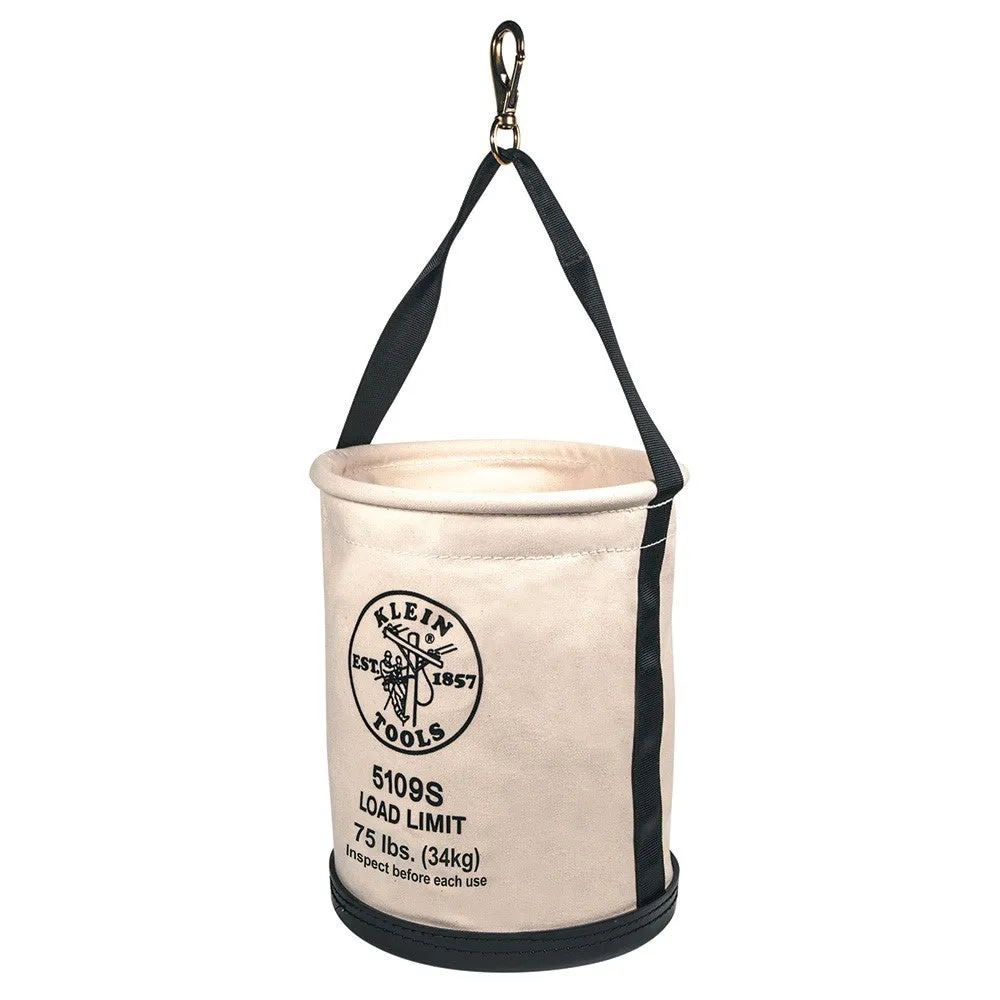 5109S Klein Tools Canvas Bucket, Straight Wall with Swivel Snap, 12-Inch