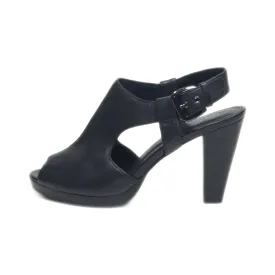 5Th Avenue Peep Toe Leather Black Colour For Women