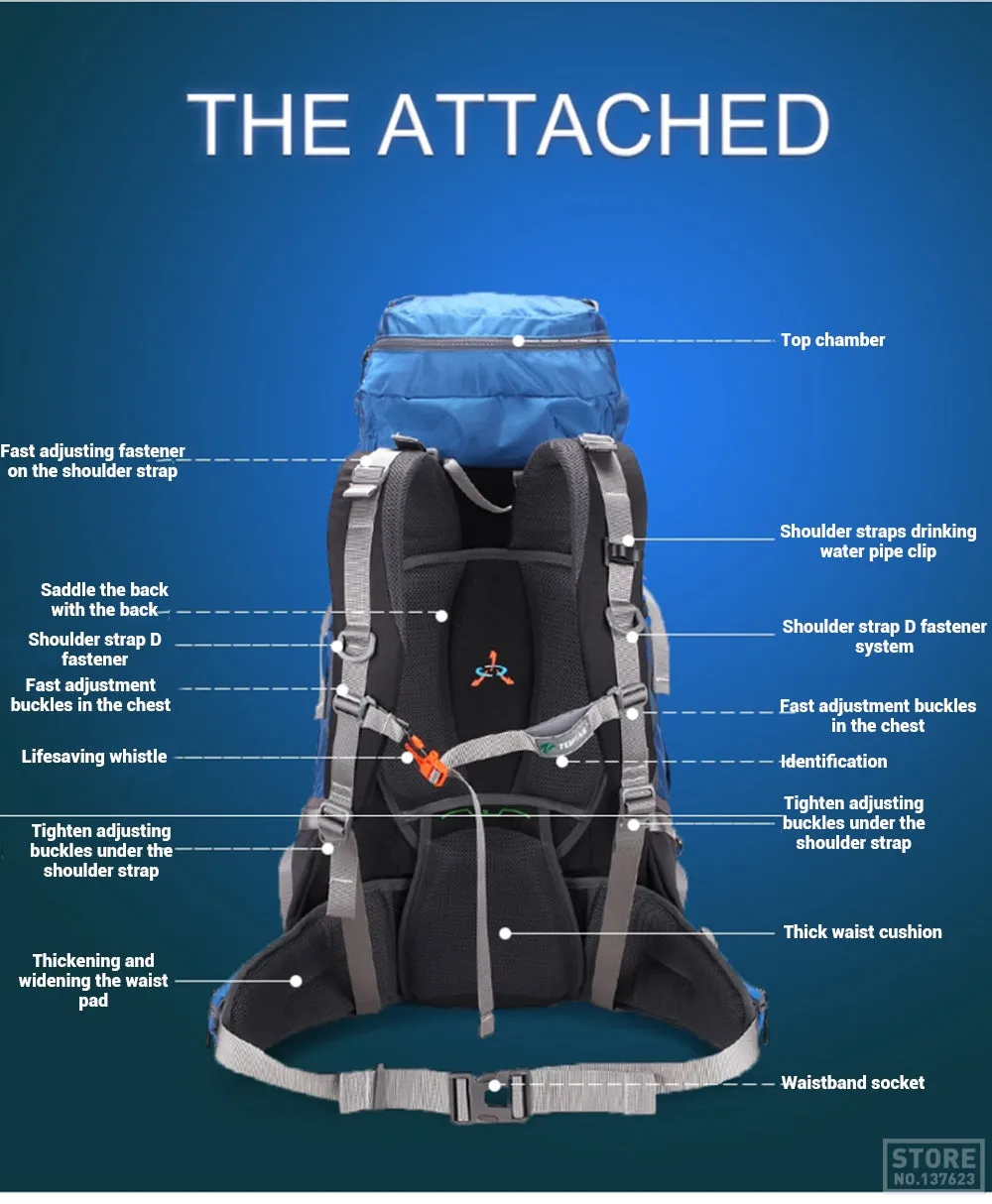 60L Large Capacity Outdoor Camping Hiking Trekking Backpack