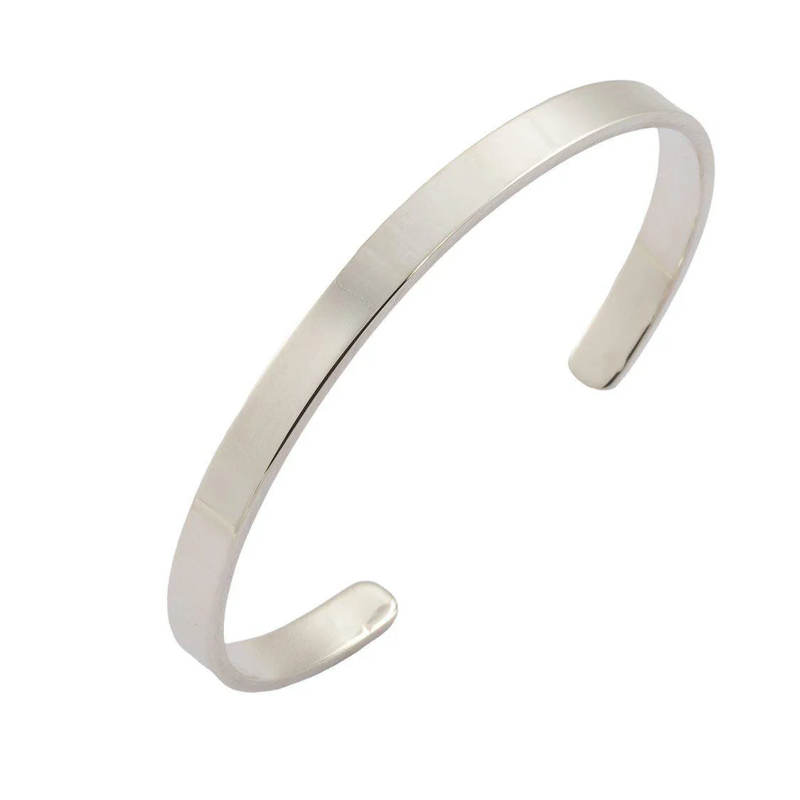 6mm Wide Mens Sterling Silver Plain Cuff Bracelet