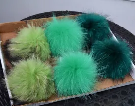 7-8" LARGE FUR POM Pom! High Quality Green Raccoon Pom Pom fo Hat Beanie Tuque Winter Knit Hat Large Pom Pom Fluffy Raccoon Pom Pom Fur Ball