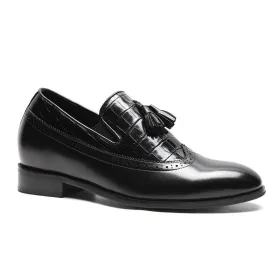 7 CM / 2.76 Inches Taller - CMR CHAMARIPA Mens Elevator Shoes Tassel Loafer Slip On Brogue Shoes