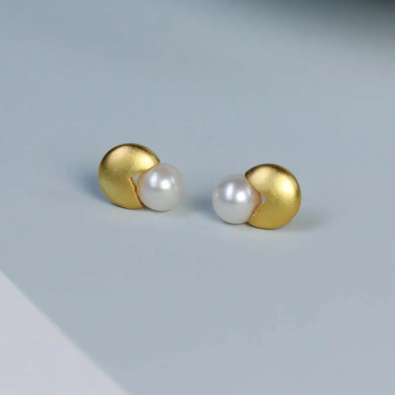 925 Silver Bean Pearl Earrings