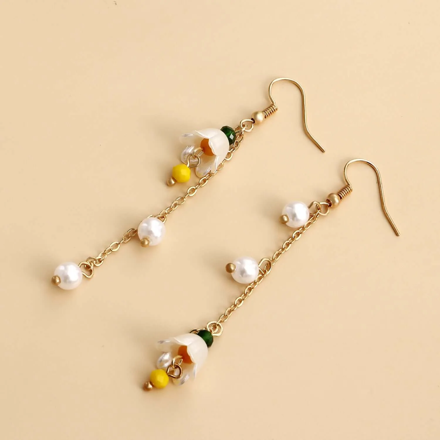 925 Silver Wind Chime Flower Tassel Drop Earrings