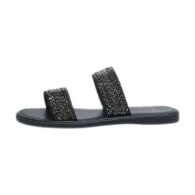 A New Day Flat Sandals Leather Black Colour For Women