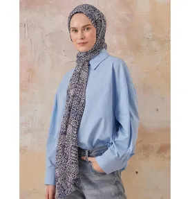 Abstract Crinkle Cotton Hijab Shawl - Blue